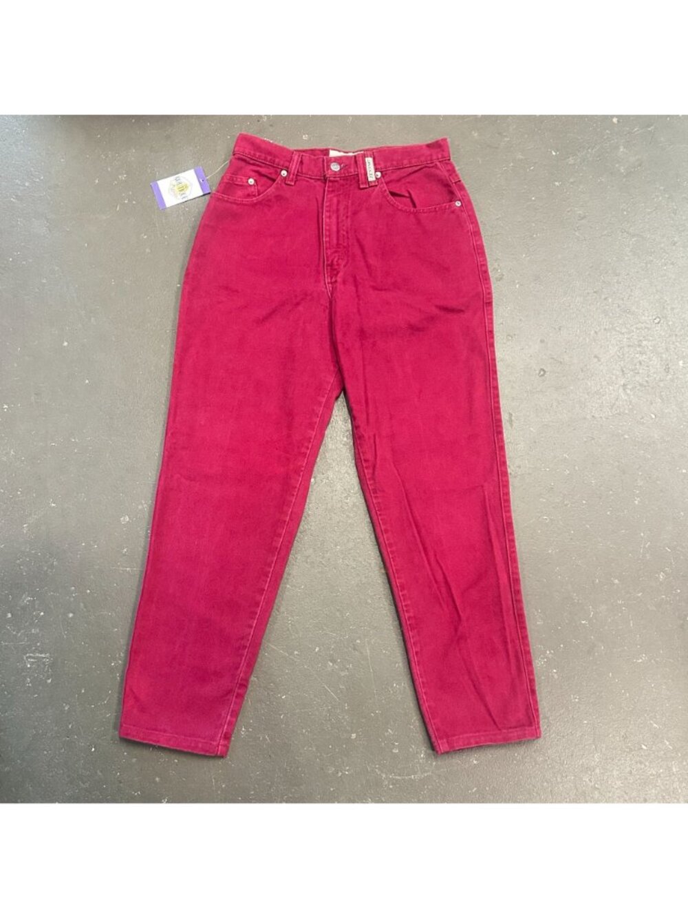 Vtg Sasson Fuchsia Burgundy Jeans 11/12 High Waist 80s Dopamine Maxamalist - Picture 15 of 16